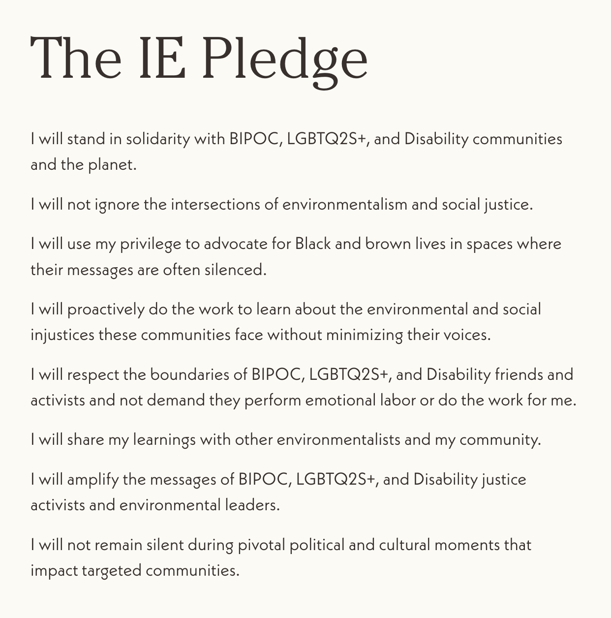 ©Take the pledge – Intersectional Environmentalist – Screenshot 2025