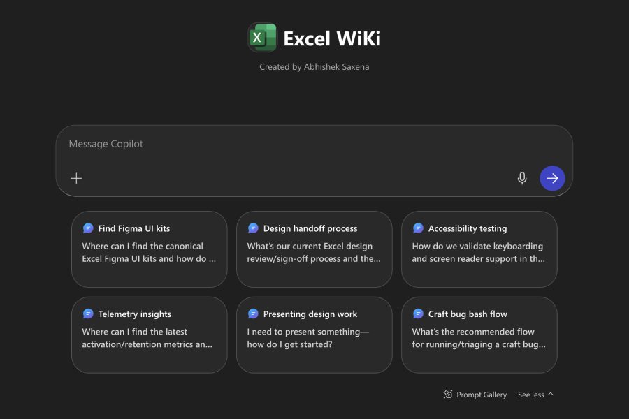 https://www.notion.so/abhisheksaxena/Microsoft-Copilot-Excel-Wiki-Agent-25a848f13d3480b99b39cb86d9d4c2e5