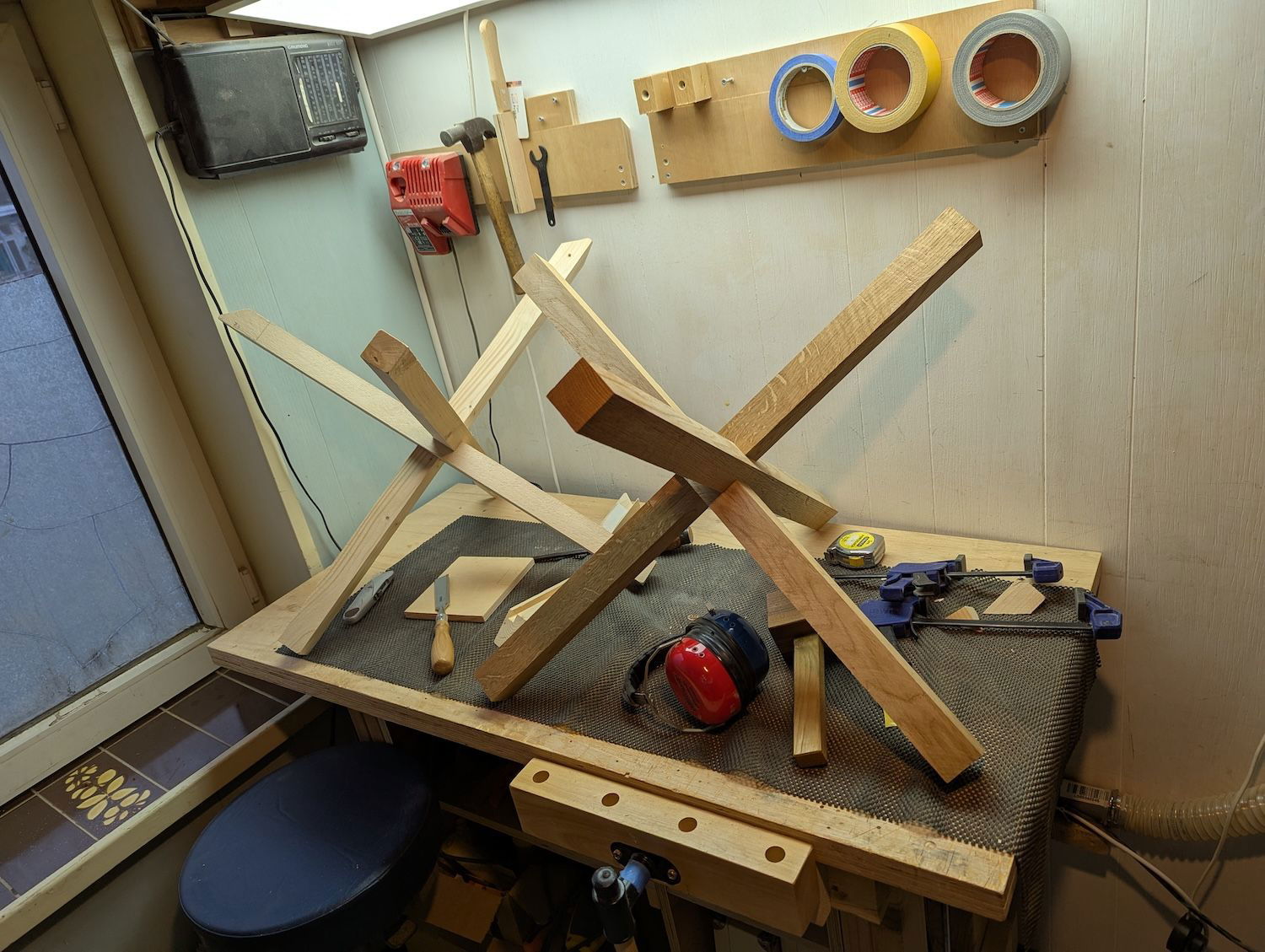 Side by of prototype and oak base