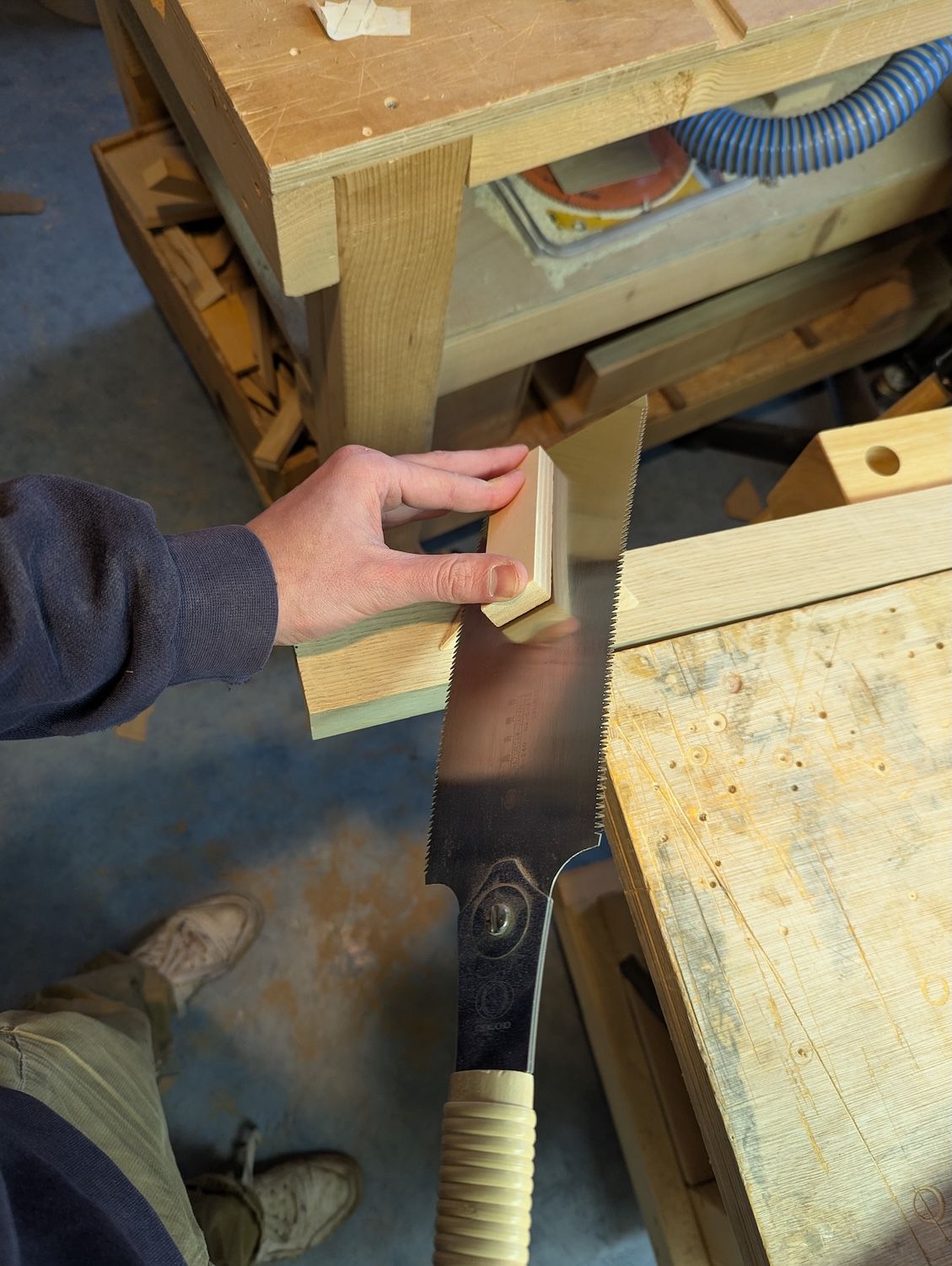 Used another scrap piece to hold the blade flat.