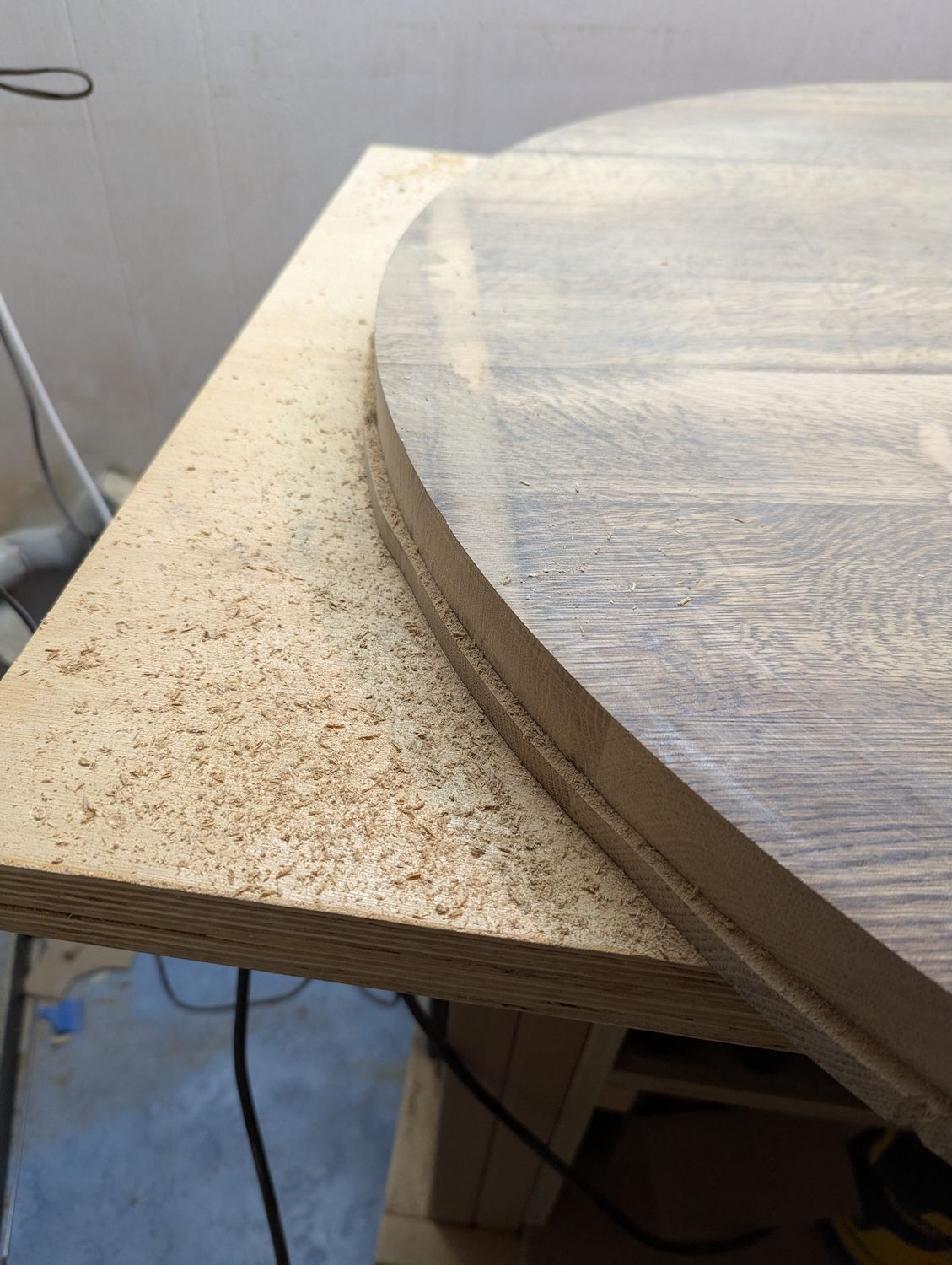 Used a pattern bit once I had enough cleared out for the bearing to ride on