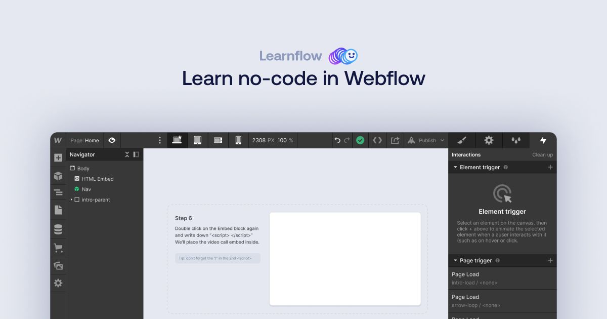 Learnflow | Free template to learn no-code in Webflow