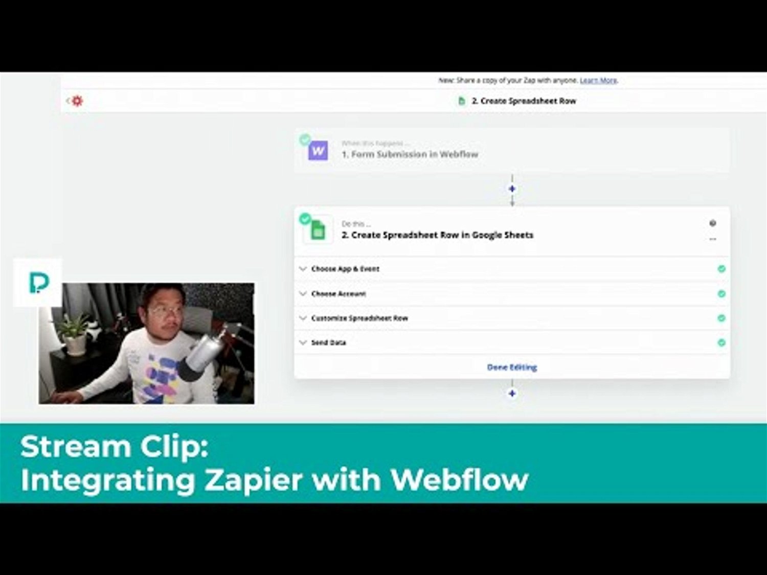 Using Webflow with Zapier - Intro tutorial - Stream clip