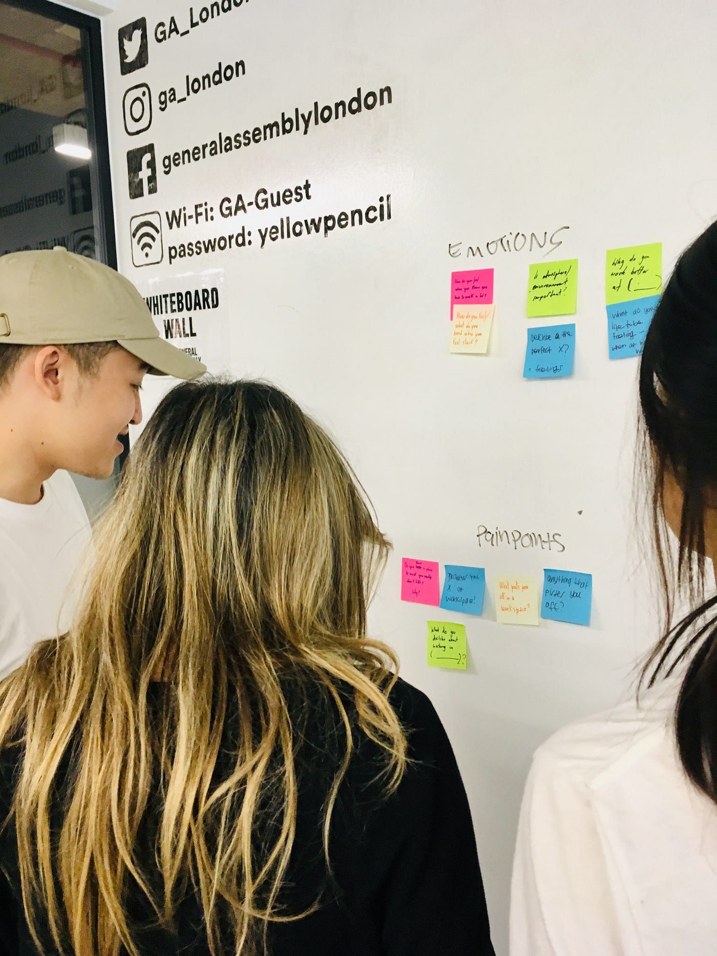 Chris, Sonia and Myself (Fox took the pic) — crafting our user interview questions