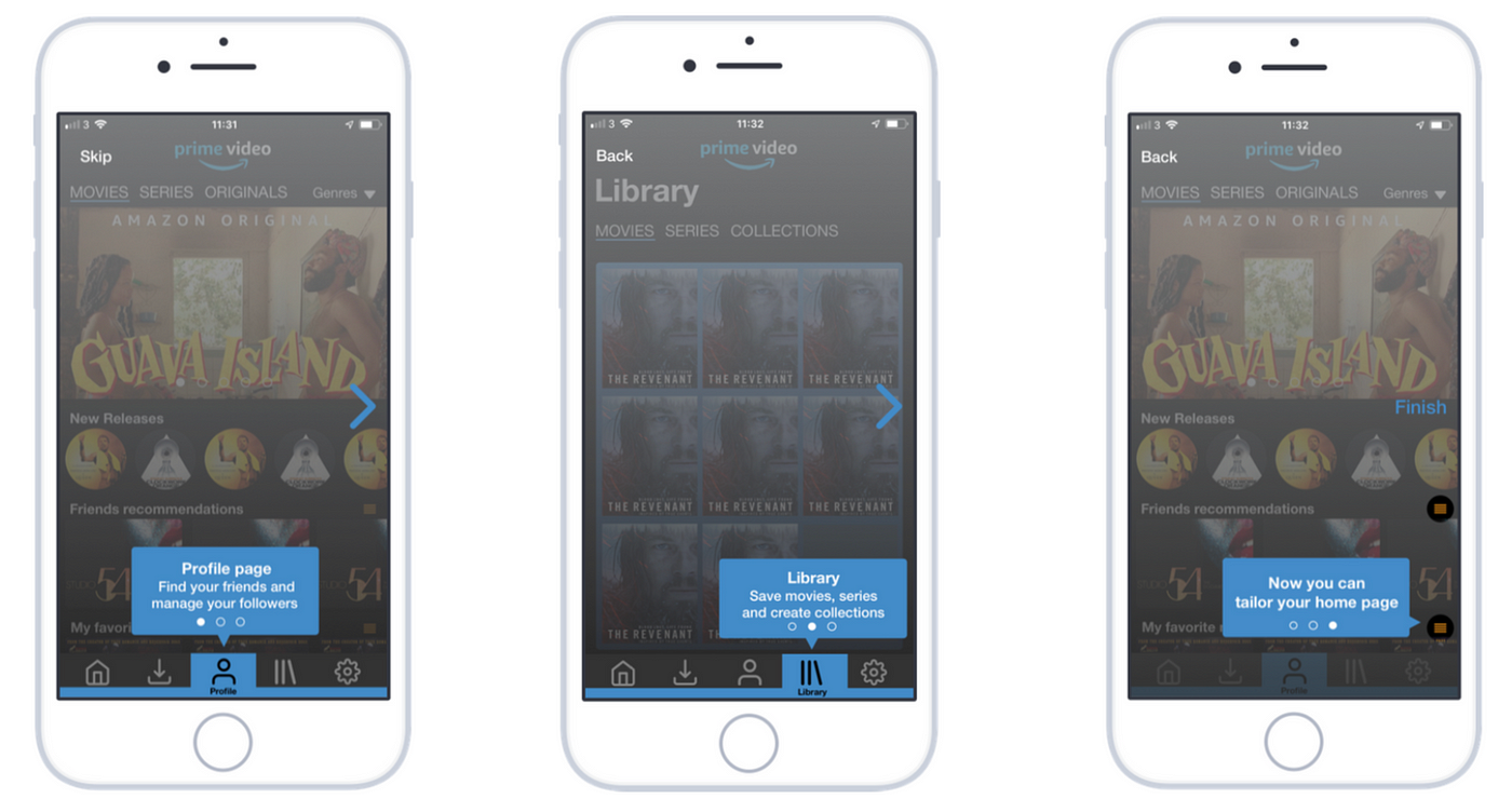 Onboarding screens