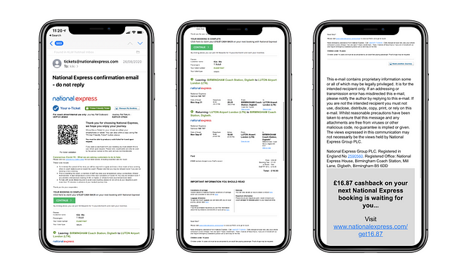 NX Confirmation Email — live product (late 2020)