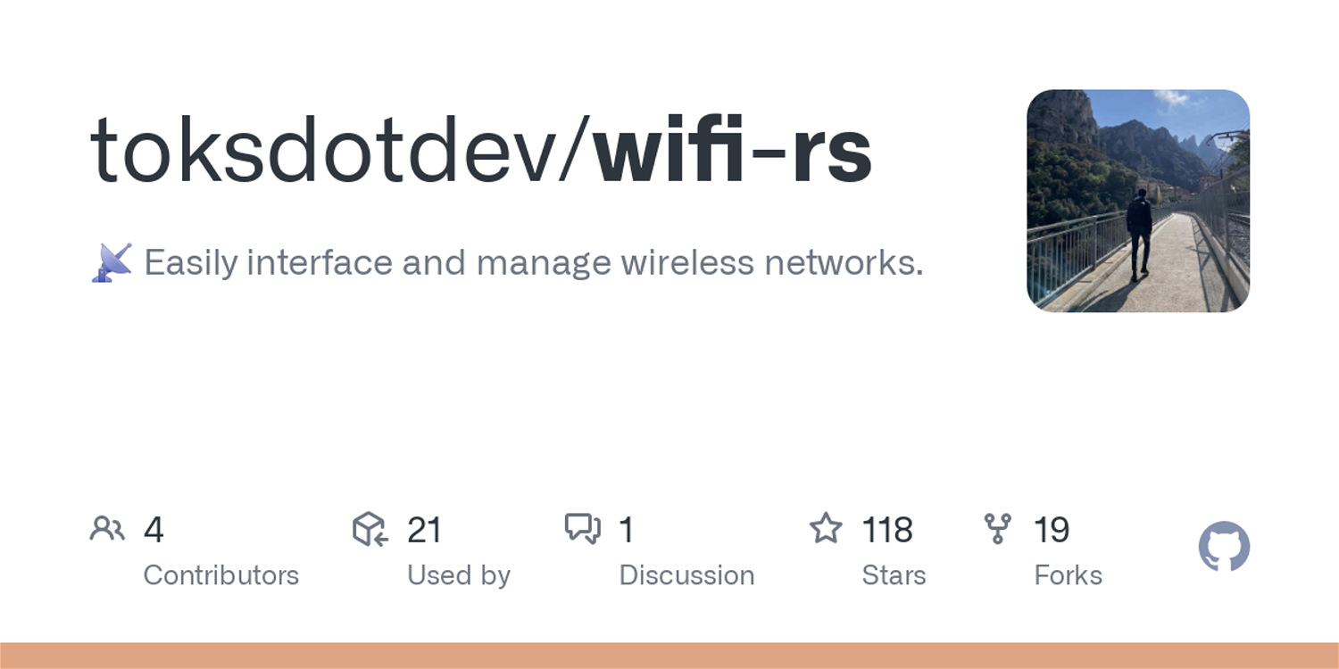GitHub - tnkemdilim/wifi-rs: 📡 Easily interface and manage wireless networks.