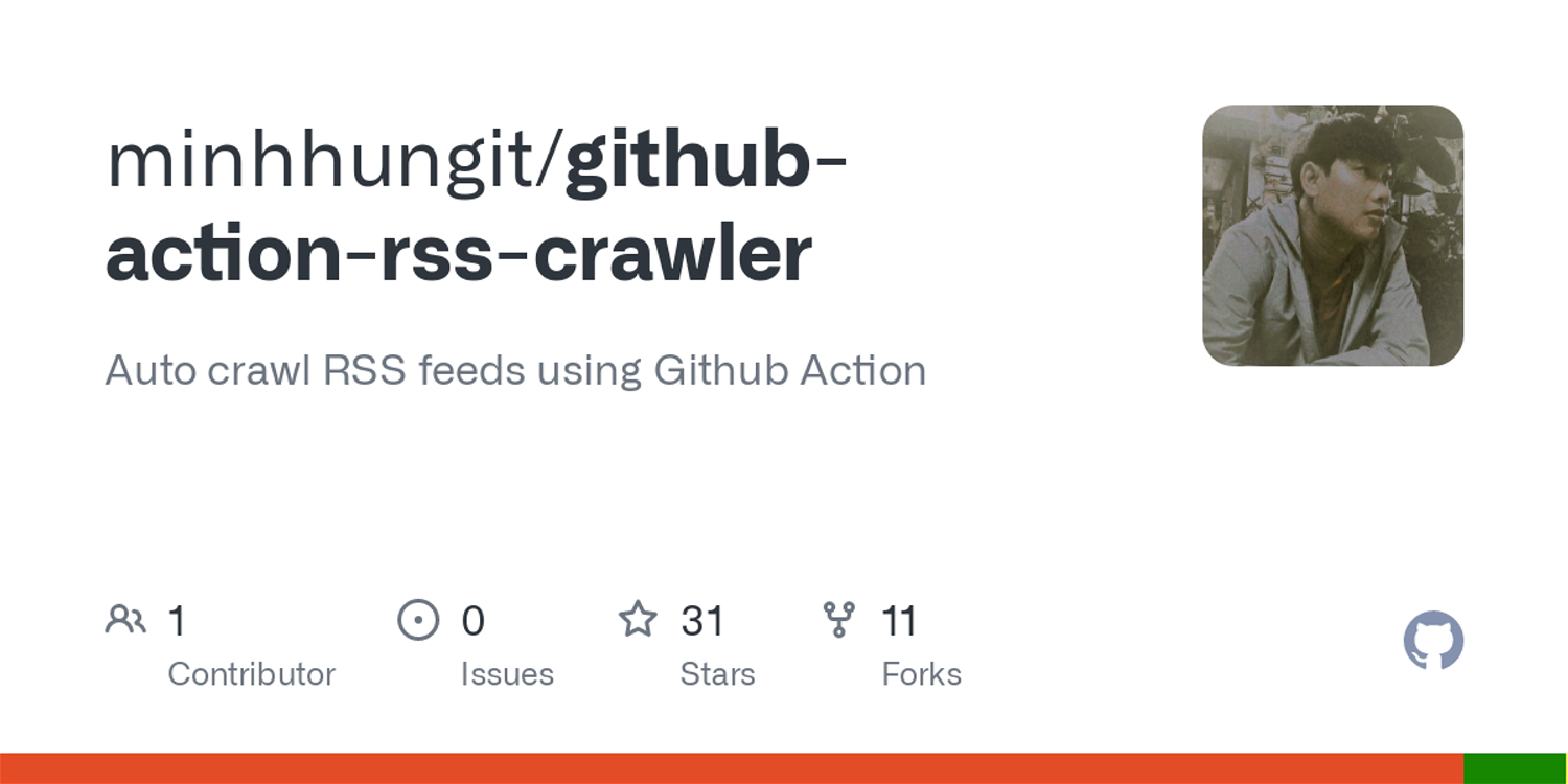 GitHub - minhhungit/github-action-rss-crawler: Rss 100% auto crawling using Github Action