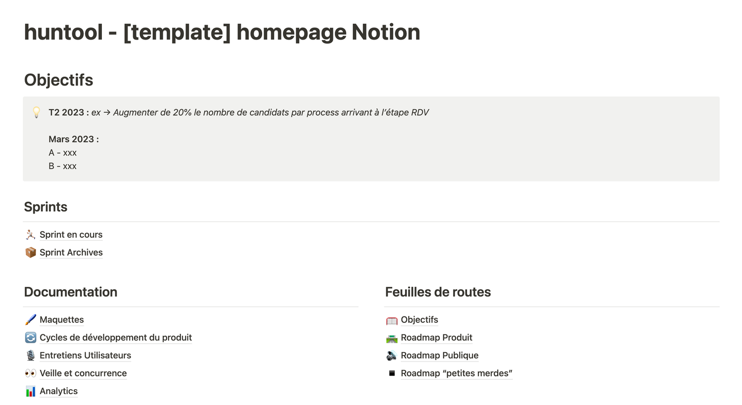 Notion template created for product operations