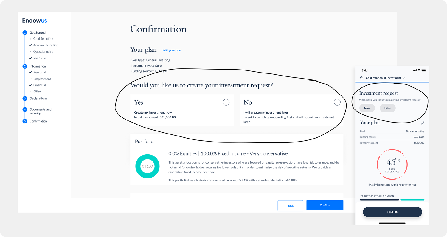 The unfamiliar language made users select “Yes” or “Now” even though they had no intention to invest right away.