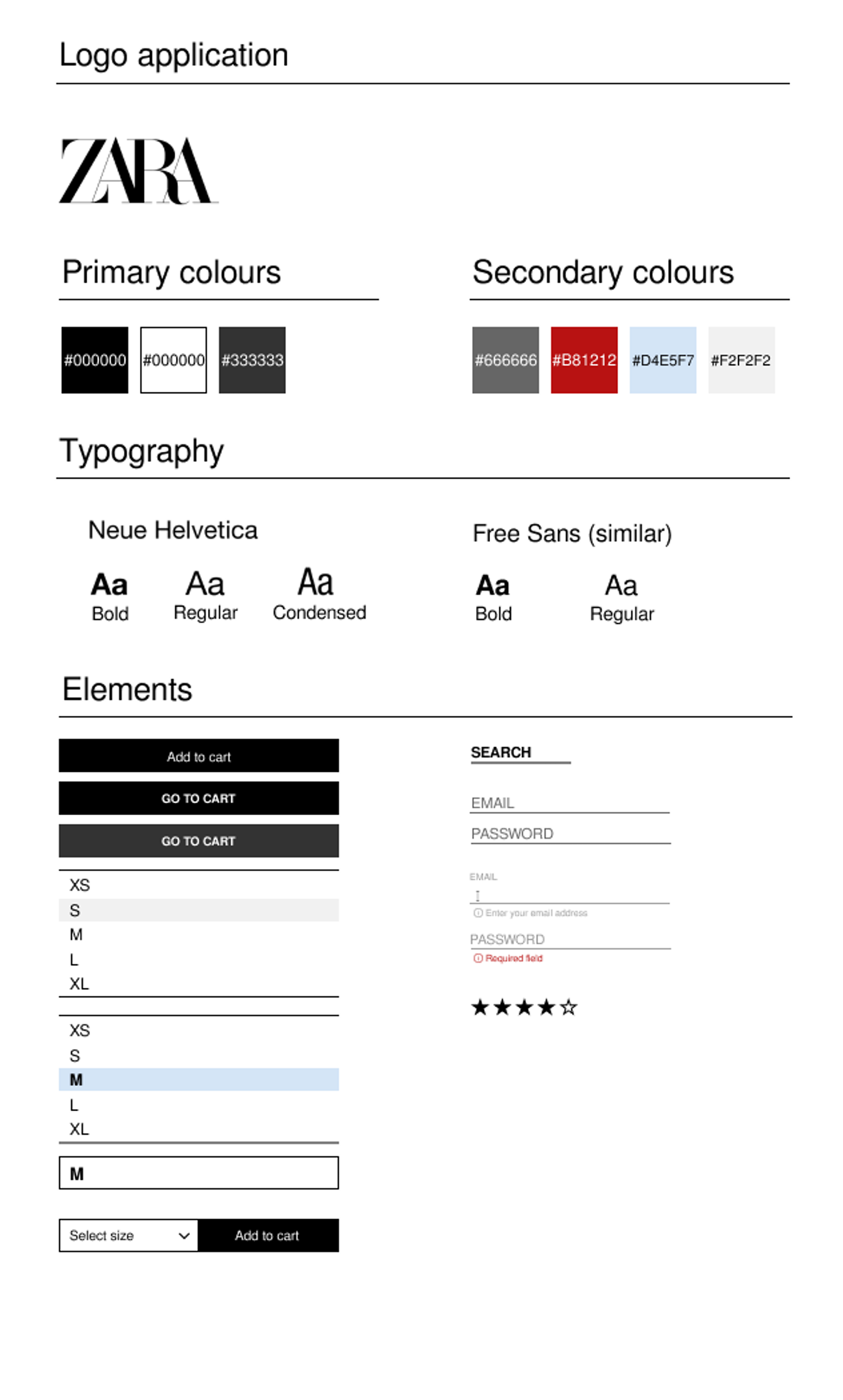 Guia de estilos incluindo aplicação de logo, cores primárias e secundárias, tipografia e elementos visuais
