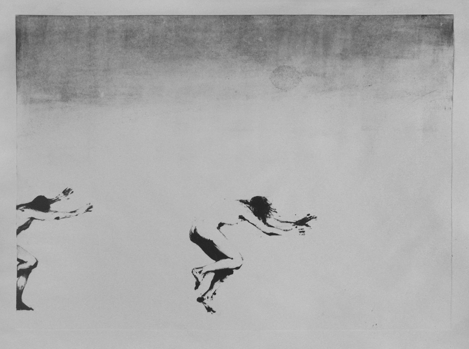 The Running People.
Monotype, 60x80 cm, light-grey paper, 2021