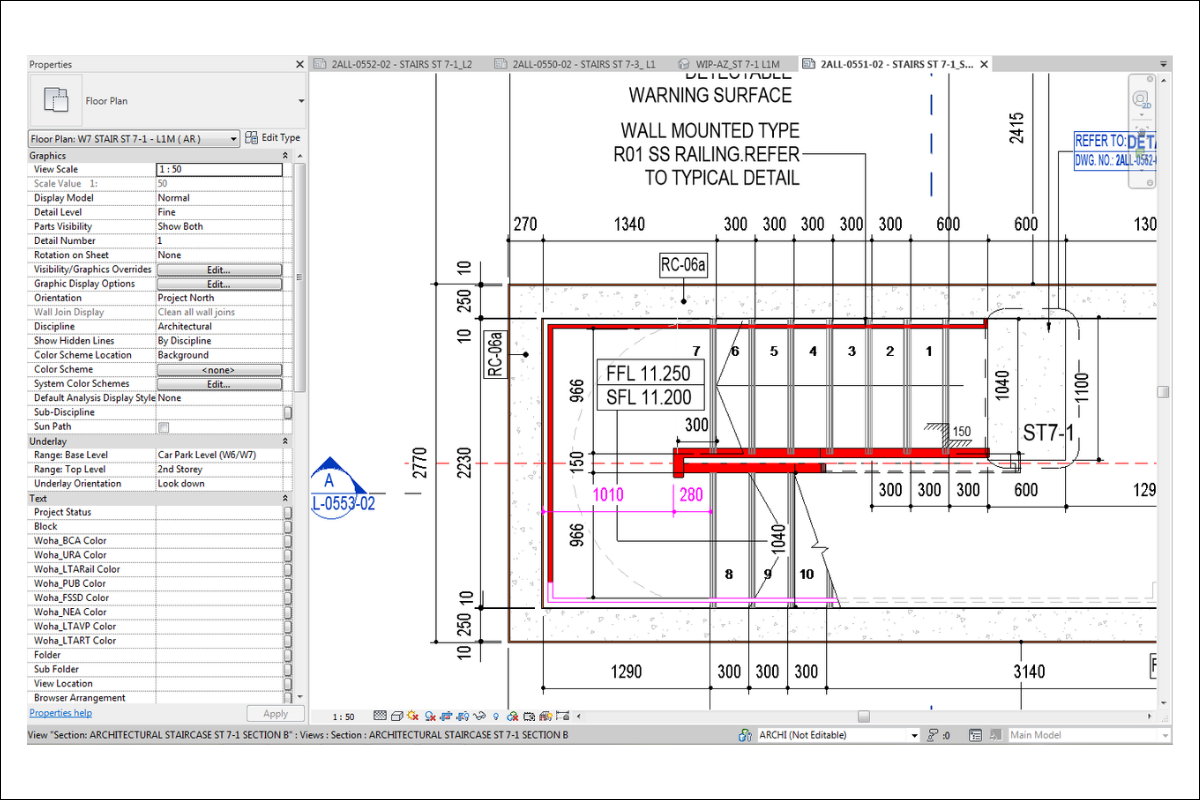 Accessibility and Code Compliance for Staircases of an educational institution project
Shop Drawings
CSCEC / WOHA