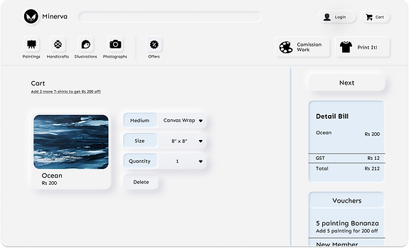 Shopping Cart: Add items that you want to buy and you can make customization to your order.