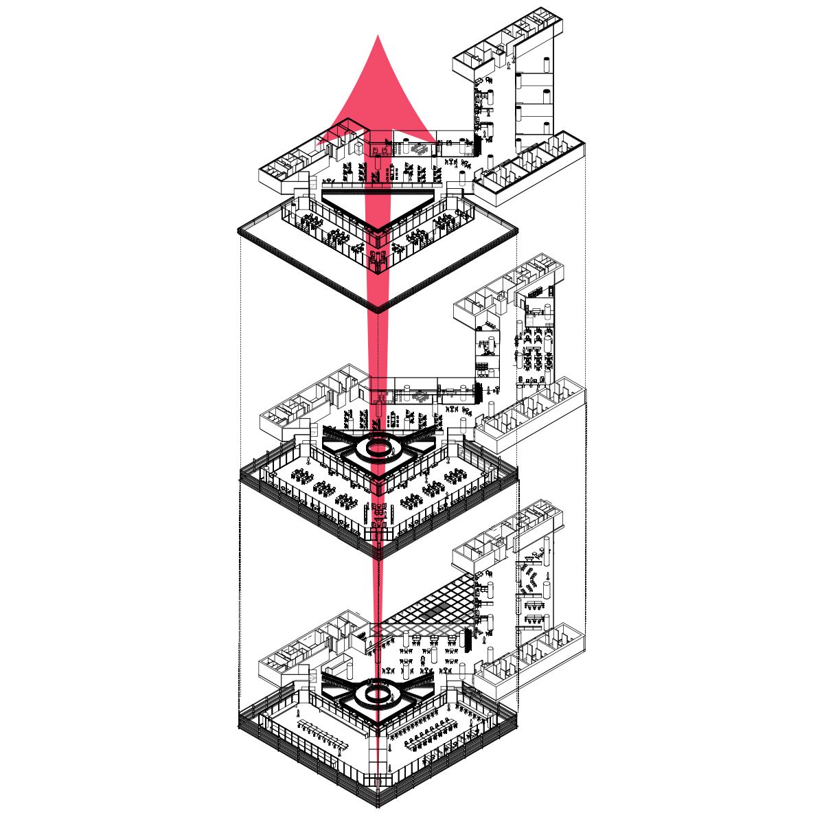 An expression of WELL Feature 64, a central staircase providing opportunities for active vertical circulation