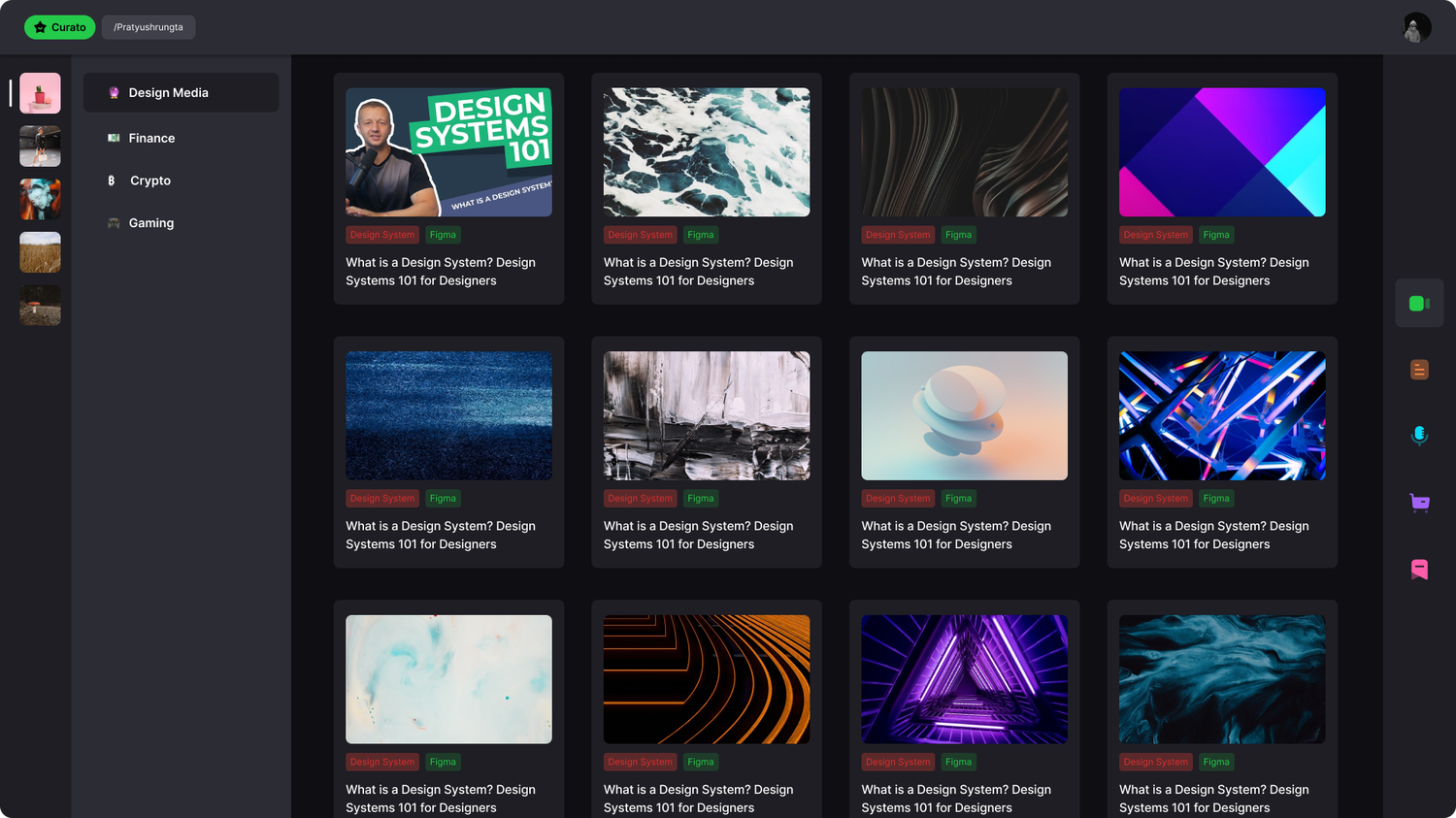 Frontend view to view all the curated content