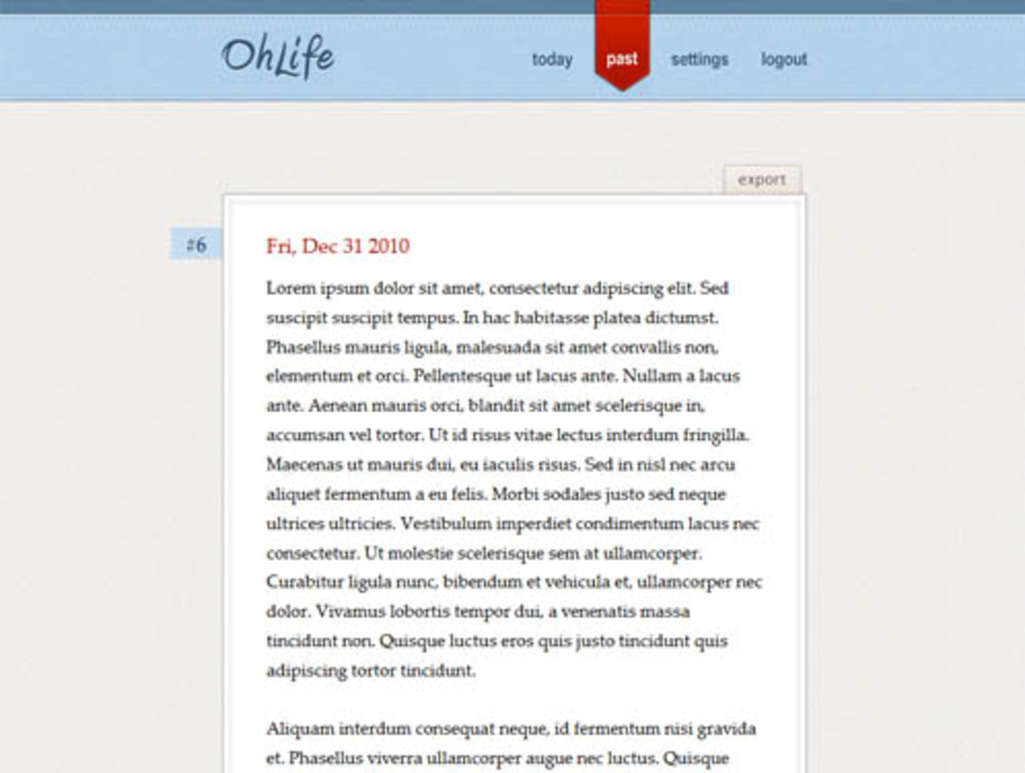 Ohlife 网站截图：日记详情