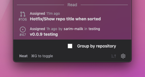 Sorting option in the footer