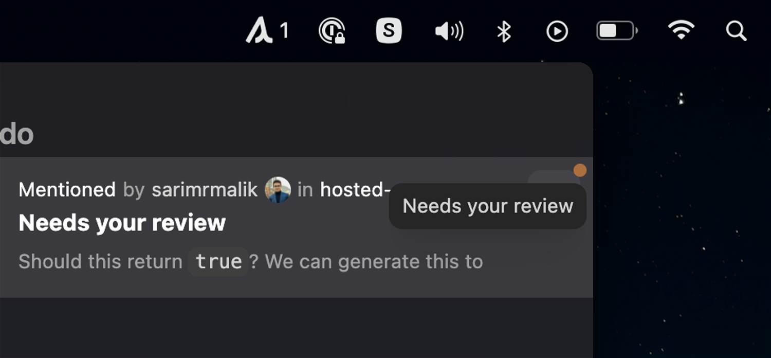 Pull requests that need your review are now marked by an 🍊.