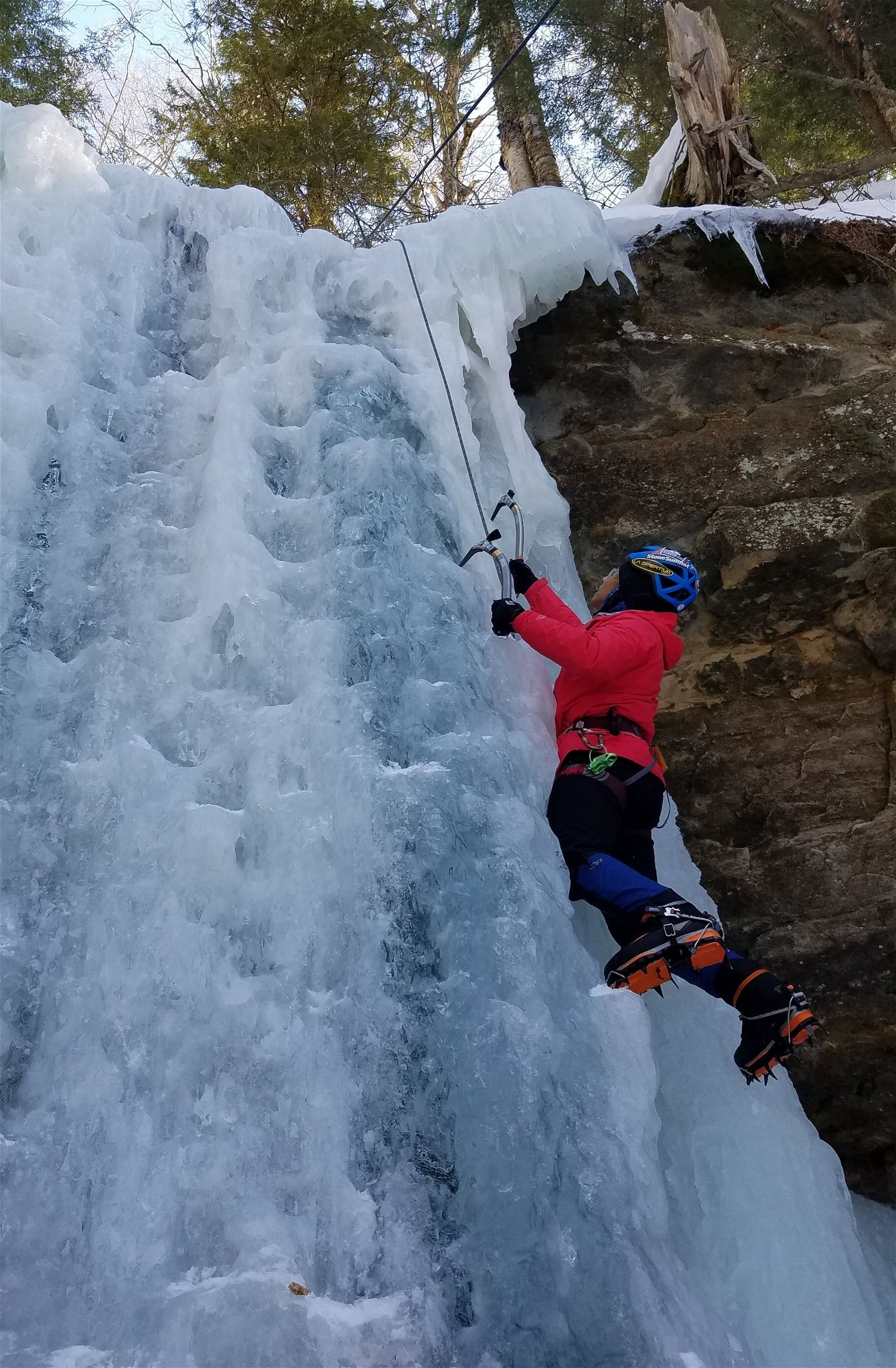 Ice climbing in Pictured Rocks National Lakeshore, Michigan