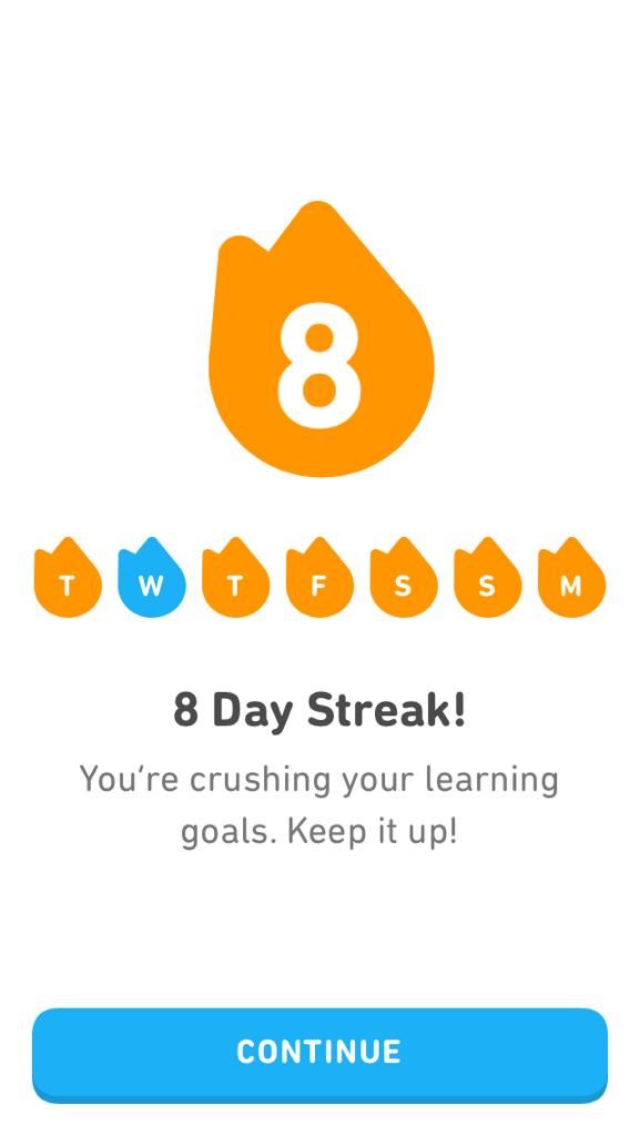 First week Duolingo Italian 