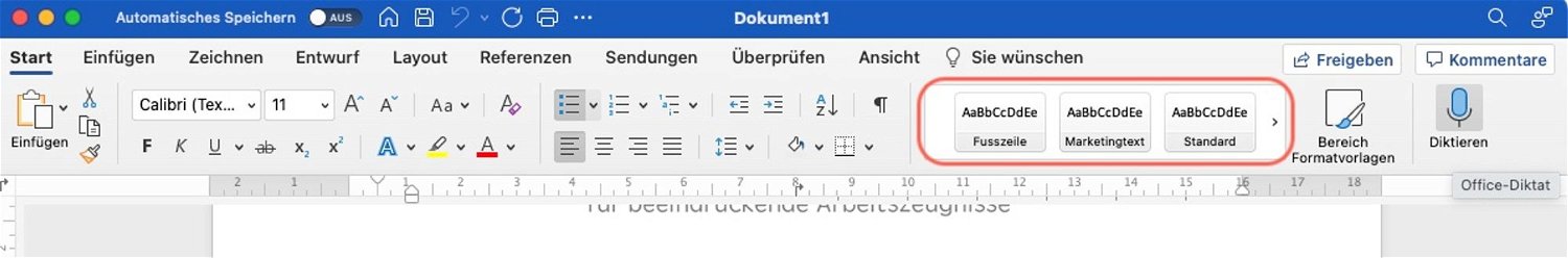 Formatvorlagen in Microsoft Word