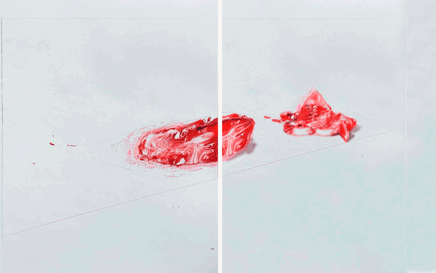 Remains.  Diptych, monotype,  50x60 cm each one, 2021