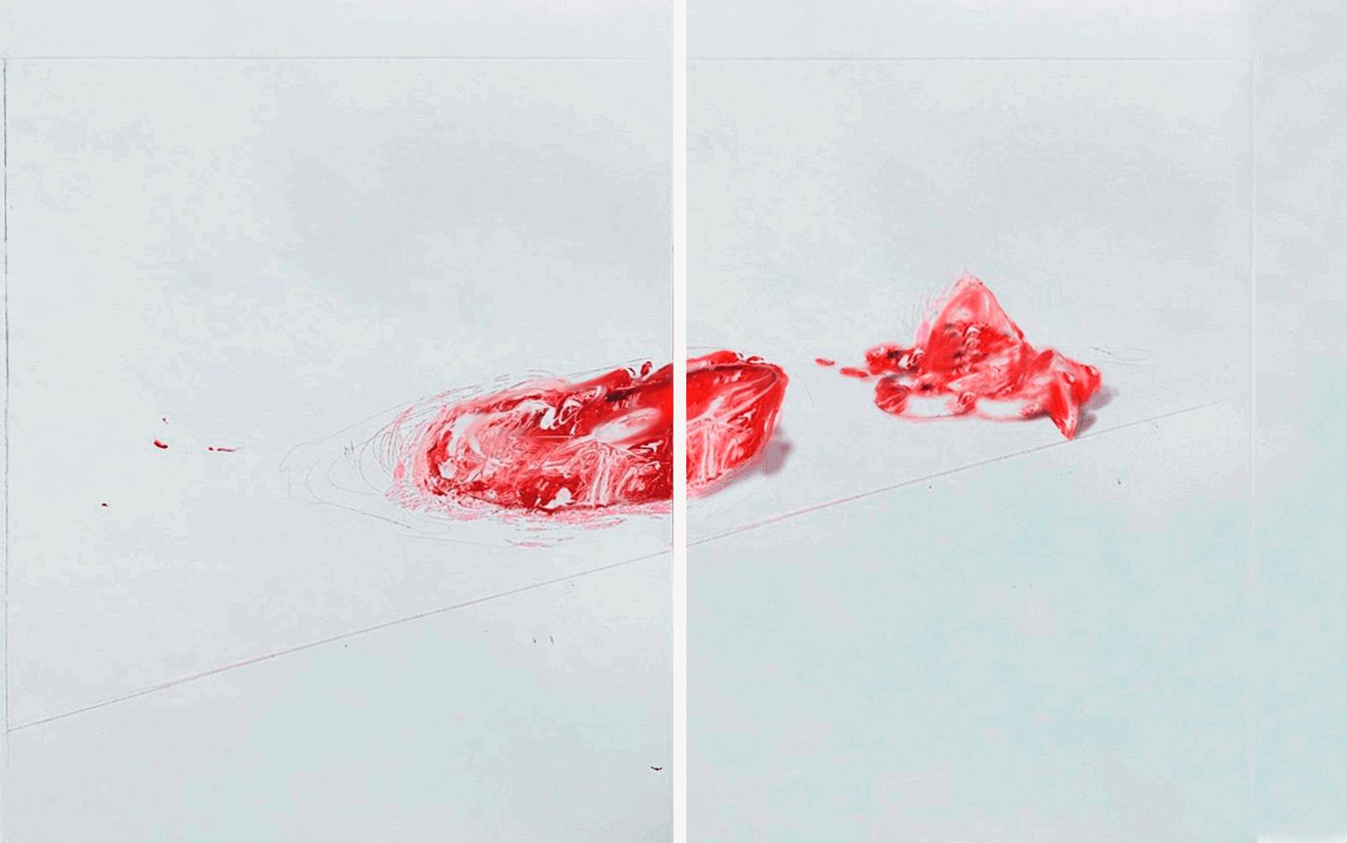 Remains. Diptych, monotype, 50x60 cm each one, 2021