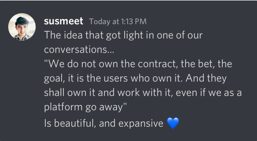 From one of the discord conversations on the utility of a smart-contract based goal tracking system