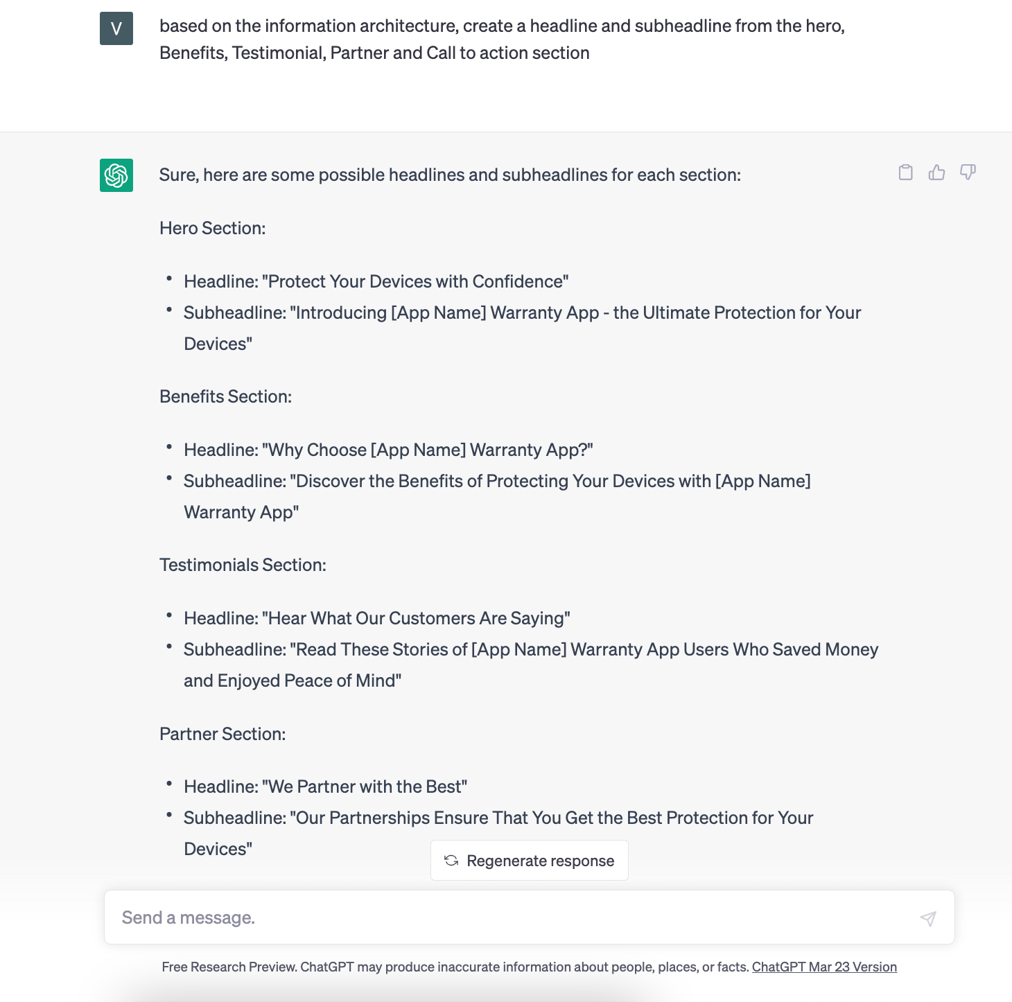 ChatGPT - Headline and Subheadline