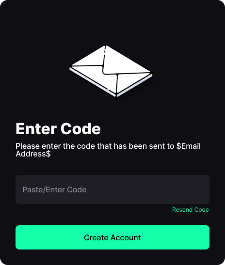 2- A popup asking for code to verify email