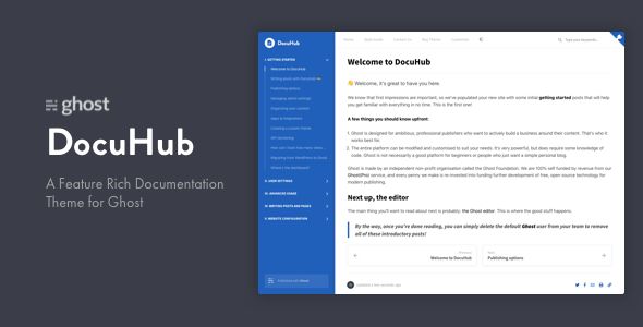 DocuHub - A Modern Documentation Theme for Ghost