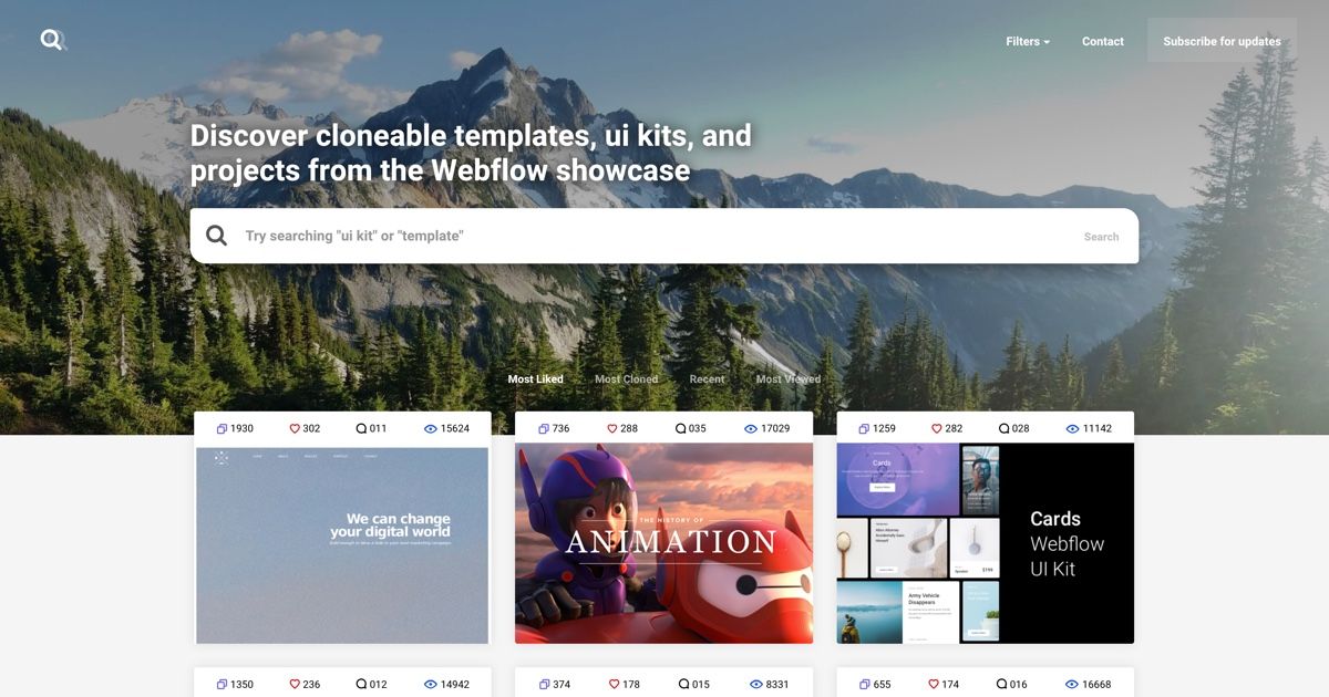 Search the Webflow Showcase - 1000+ Cloneable Projects